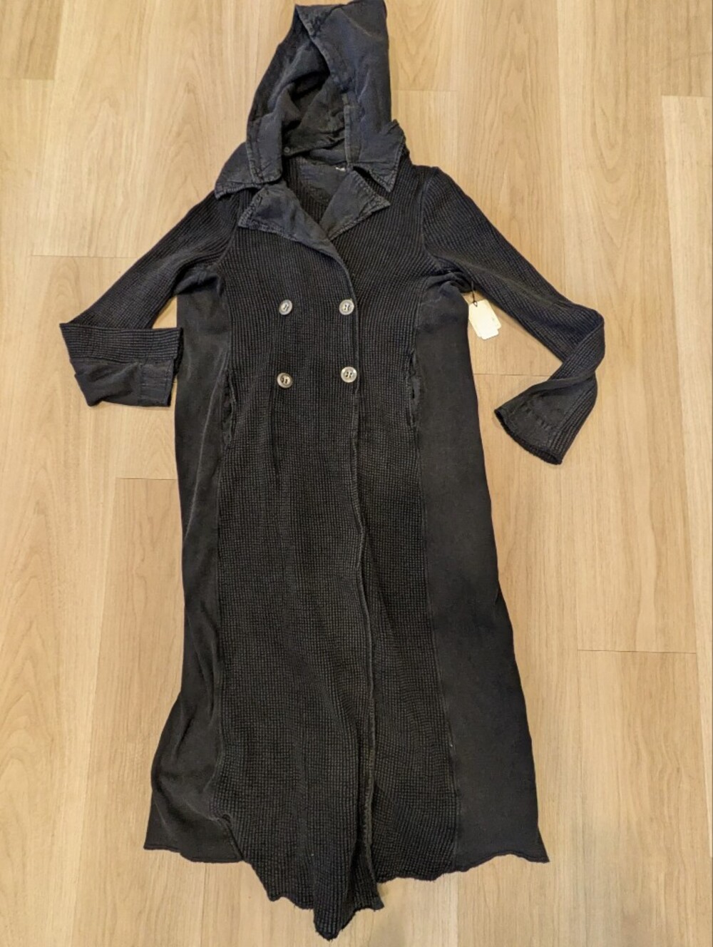 Free People Landon Long Waffle Jacket Size Xs With Removable Hood - Picture 2 of 10